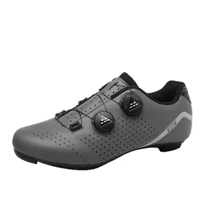 Professional grey cycling shoes with dual rotary buckle closure system for road and MTB.