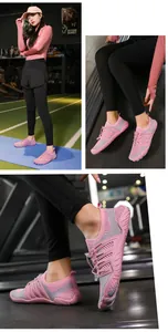 Detailed view of pink breathable quick-dry water shoes for outdoor sports