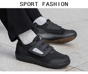 Low-top mesh walking shoes with Velcro straps for elderly outdoor sports.