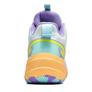 Colorful low-top mesh basketball shoe with anti-slip sole and number 23 heel detail