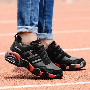 Stylish outdoor low-top air cushion running shoes with durable faux leather upper