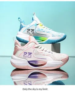 Professional low-top breathable mesh basketball shoes shown in blue and pink colors
