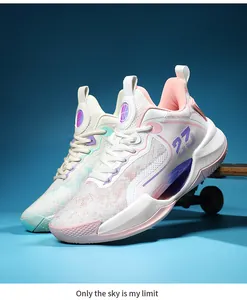Breathable low-top basketball shoes featuring a stylish mismatch pink and teal colorway.