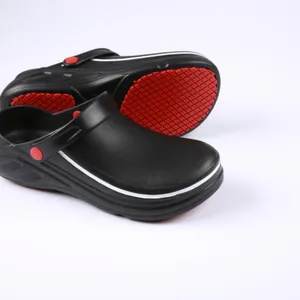 Professionelle rutschfeste wasserdichte EVA-Kochschuhe mit roter Gummisohle für die Küche