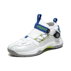 Chaussures de basket blanches avec boucle rotative et détails vert citron