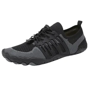 Breathable fly-knit water shoes for swimming and beach sports with quick-lace system