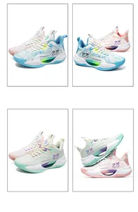 Breathable mesh low-top basketball sneakers in vibrant mixed colorways from multiple angles