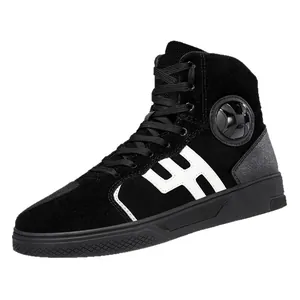 Botas de moto de caña alta para hombre en ante negro con protectores de tobillo firmes