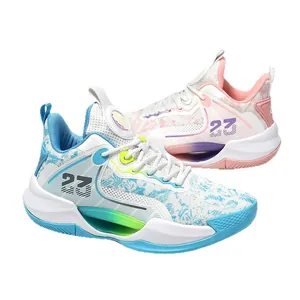 Breathable mismatch colorway basketball shoes with mesh upper and side 23 numbering