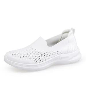 Dames Casual Vliegend Geweven Mesh Wandelschoenen Ademend Instapper Hardloopschoenen Lichtgewicht Zachte Zool Outdoor Sportschoenen