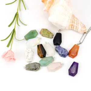 Multi-color natural crystal stone coffin pendants set for Halloween jewelry necklaces
