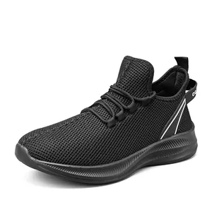 Chaussures de sport légères et respirantes en mesh noir pour hommes pour la course