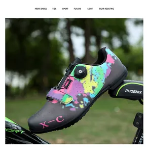 Chaussures de cyclisme professionnelles avec motifs tie-dye et système de boucle rotative rapide