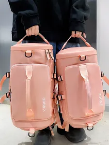 Pink multi-functional travel and gym backpack with dry-wet separation and handles