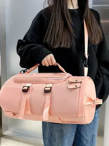 Pink versatile multi-purpose sports gym bag and travel duffel with wet dry compartment