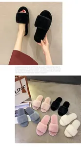 Cozy faux fur open-toe slippers in multiple pastel colors for stylish indoor warmth