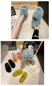 Soft and cozy faux fur slides for women shown in multiple colors including blue and green