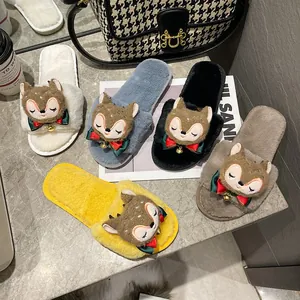 Kleurrijke pluche pantoffels met rendierontwerp voor dames in de wintermaanden