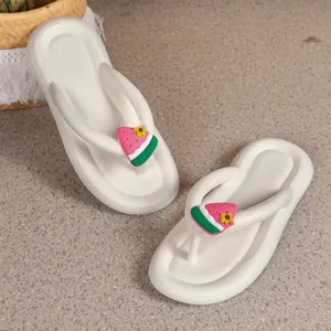 Damen Niedliche Frucht Cartoon Flip Flops Künstliche PU Gummi Weiche Sohle Strand Sandalen Erdbeere Ananas Wassermelone Dekoration Sommer Slipper
