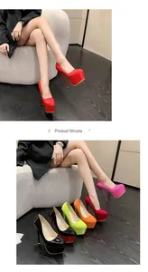 Detailansicht der 16cm Plateau-Stilettos für Damen in verschiedenen leuchtenden Lackfarben
