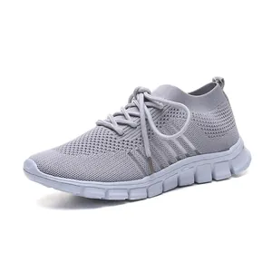 Leichte graue Strick-Wanderschuhe für Damen und Herren, atmungsaktive Sportschuhe