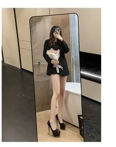 Sexy schwarze Lackleder 16cm Plateau High Heel Pumps für Party und Nachtclub Kleidung