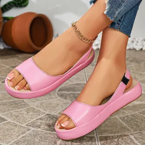 Sandalias de plataforma rosas para mujer con punta abierta y diseño casual para el verano