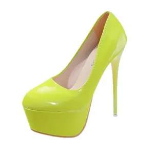Sinnliche 16cm lindgrüne Plateauschuhe aus Lackleder mit hohen Stiletto Absätzen für Partys