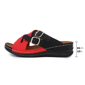 Detailed side view showing wedge sandal heel height measurement at 4.5cm or 1.77 inches