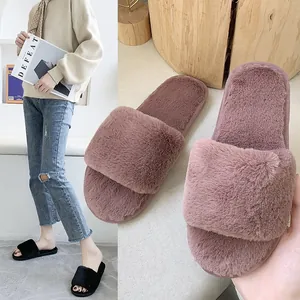 Premium women's open-toe plush slippers for cozy indoor comfort and soft warmth.