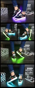 Vibrant LED light-up graffiti sneakers with USB charging and colorful glowing soles