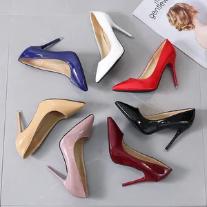 Elegant pointed toe patent leather stiletto high heels in various vibrant colors for women