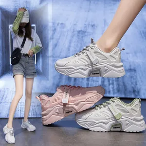 Baskets Chunky pour Femmes Mode Coréenne Maille Respirante Semelle Épaisse Plateforme Chaussures de Sport Décontractées