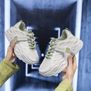 Baskets chunky pour femmes blanc et vert avec mesh respirant et semelle épaisse