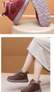 Detalle de zapatos de algodón cálidos para invierno con estampado de leopardo y piel