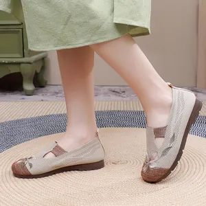 Elegant women's mesh loafers featuring floral embroidery and comfortable soft soles