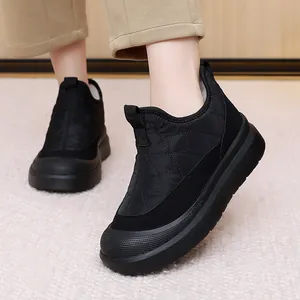 Botas de nieve negras para mujer con diseño acolchado y forro polar cálido invierno