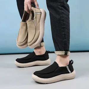 Atmungsaktive Herren-Slipper aus Segeltuch mit einer rutschfesten dicken Gummisohle