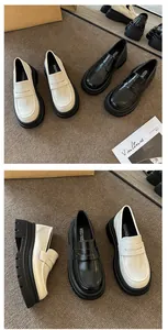 Stylish chunky platform loafers in white and black for JK style fashion