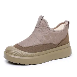 Botas de nieve cálidas para mujer con diseño acolchado y forro de felpa para invierno