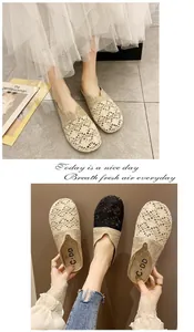 Mules planas de malla de encaje transpirable para mujer con un diseño muy cómodo