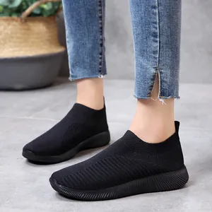 Γυναικεία Flyknit Casual Sneakers Αναπνεύσιμα Ελαφριά Slip-On Επίπεδα Παπούτσια Περπατήματος Στρογγυλή Μύτη Πλέγμα Μόδας Αθλητικά