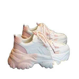 Stylish women's chunky sneakers with color-block platform soles and soft interior