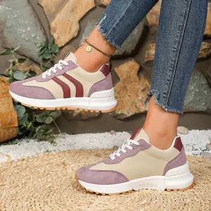 Sneaker casual da donna con design color-block e punta arrotondata con lacci sportivi