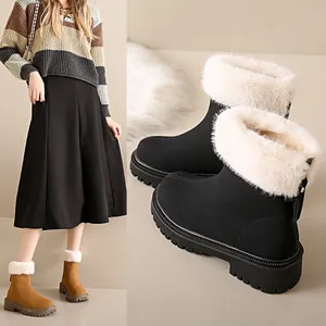 Bottes de neige pour femmes avec fourrure synthétique et fermeture éclair arrière, détails