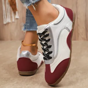 Stylish women's color-block German Army trainers featuring a soft sole for casual sport comfort