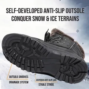Botas de nieve de invierno con forro de piel gruesa y suela de goma antideslizante