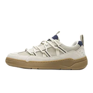 Men's retro German Army trainers in beige and brown, breathable low-top casual sneakers.