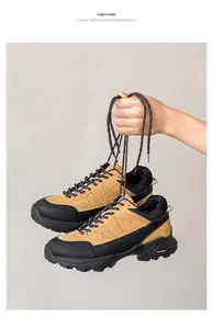 Detailed view of 2024 outdoor hiking shoes with breathable mesh and thick soles