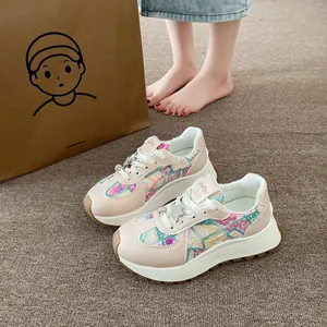 Detailed view of stylish color-block sequin sneakers with star charm for women